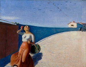 Girl with Basket and Swallows